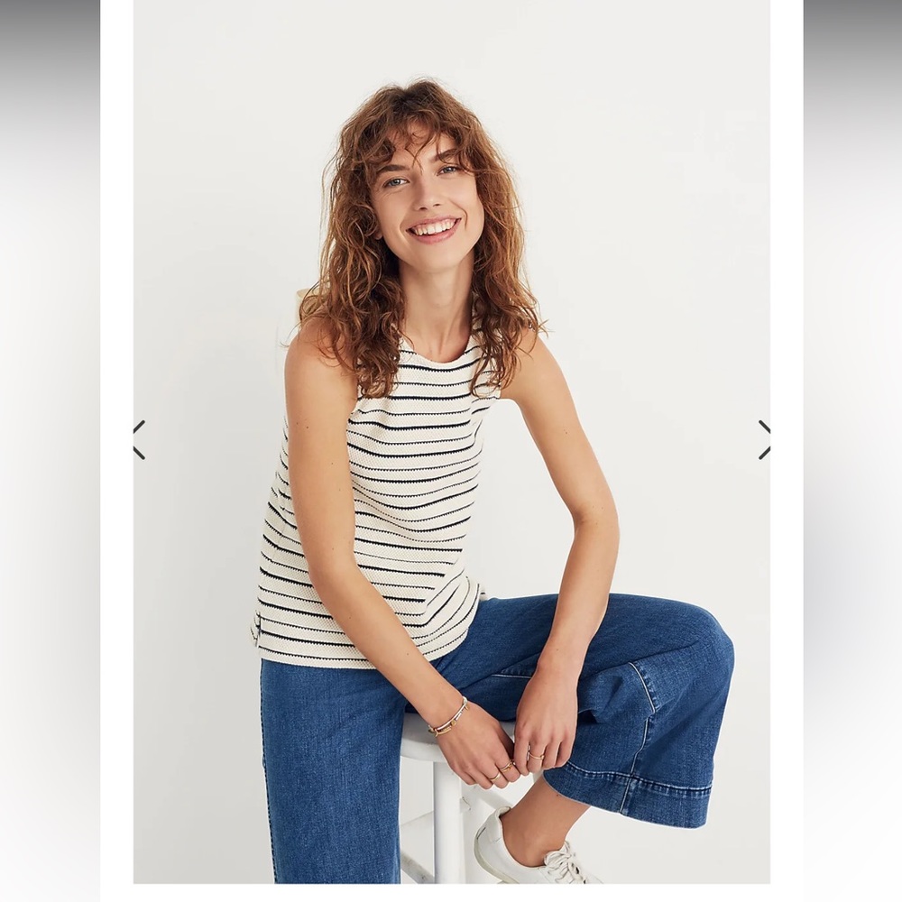 Madewell Textureβ & Thread Striped Bow-Back Tank Top. Size Small